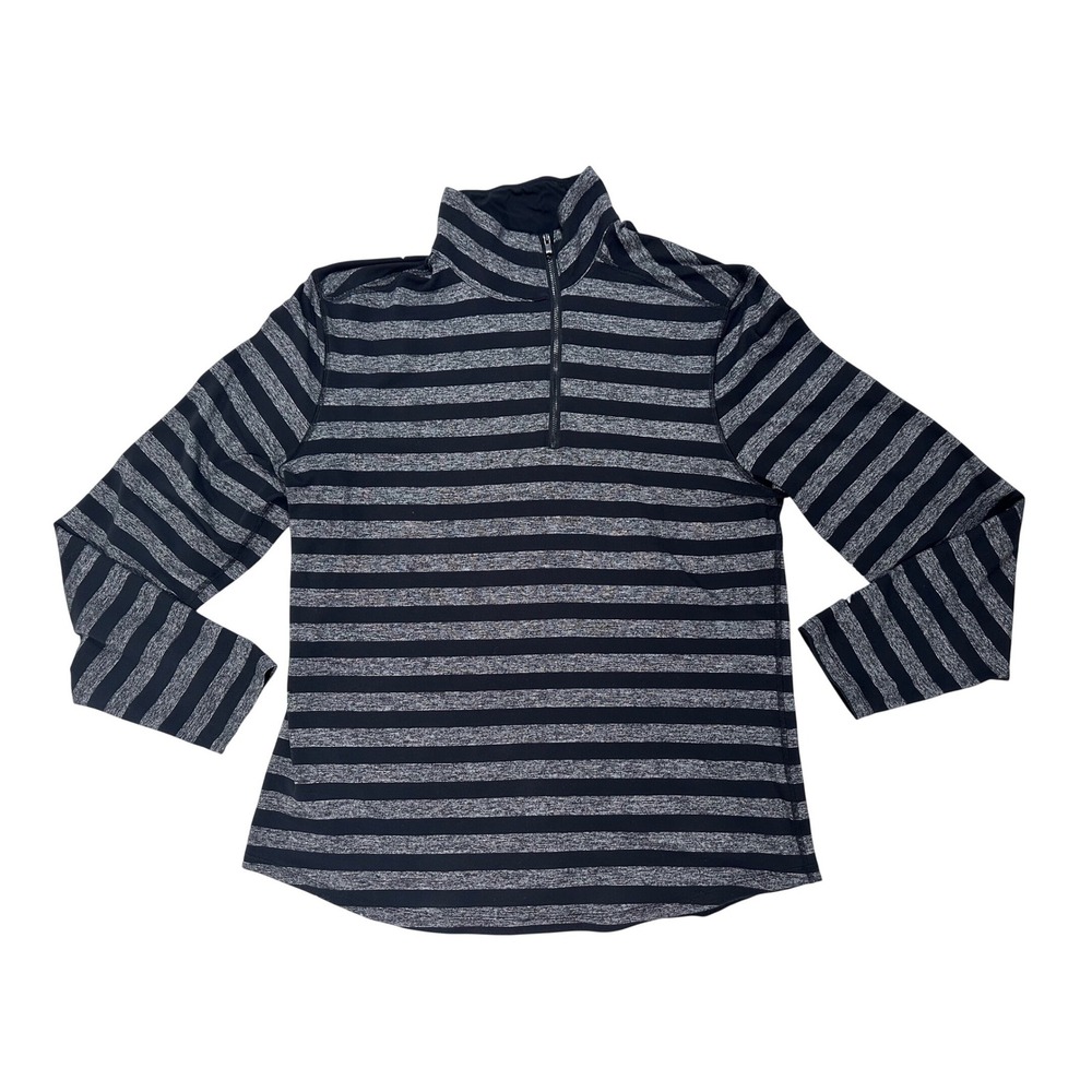 Lululemon Studio 1/2 Zip Classic‎ Stripe Rulu Pullover Heathered Black XL/XXL